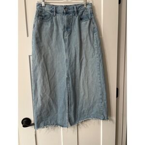 Uniqlo Jeans Denim‎ Maxi Skirt Frayed Hem Light Wash Women's